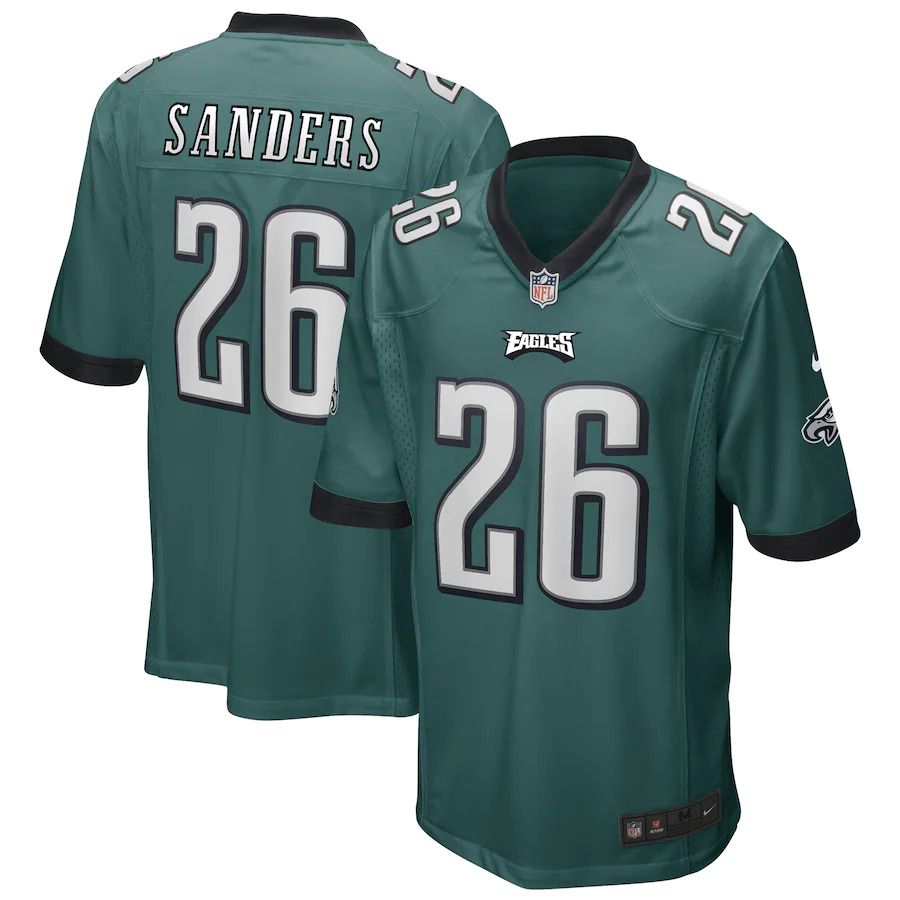 Men Philadelphia Eagles 26 Miles Sanders Nike Midnight Green Game Player NFL Jersey